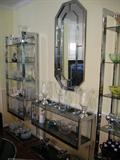 Milo Baughman Shelving Wall Units and Wall Mirror
