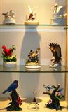 Collection Porcelain Bird Figurines and Music boxes
