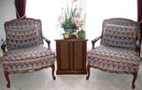 Pair Highland House Upholstered Wood Trim Padded Arm Chairs with Cabriole Legs also shown with End Table Style Thomas 2 plus 2 Speaker (1 of 2)