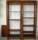 Walnut Finish Shelf Unit with 4 Adjustable shelves, Reeded Cane accent trim 79"H x 30" W x 16"D (2 each)