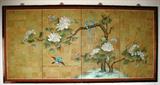 Vintage Oriental Handpainted 4-Panel Screen (72" x 36")