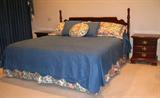 Lexington Cherry King Size Headboard w/Frame&nbsp;
Lexington Cherry 3-drawer Bracket feet &nbsp;Night Stand (2 each)
Custom made Bedding; Floral Dust Ruffle, 2 King Pillow Shams, and round Throw Pillow, Scolloped Edge Morie' Pattern Coverlet and 2 Square Throw Pillows

Sealy Mattress Co King Size Subline Wool Pillow Top Mattress set
