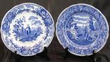 Spode Blue Room Collection "Girl at Well" & "Woodsman" Blue Transferware Dinner Plate