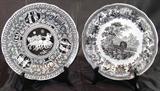 Spode Archive Collection "Greek" & "Aesops Fables" black Transfer Dinner Plates