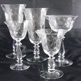 Cambridge "Regency" 1930's Crystal Stemware: 8 Water, 8 Ice Tea, 6 Champagne/Tall Sherbet, 4 Cocktail & 6 Oyster/Fruit