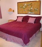 Custom Made (6pcs) Wine & Mauve Bedding Set: Mauve Duat Ruffle, Wine Comforter, 2 ea.Wine w/mauve cording Pillow/Shams & 2 ea. Mauve Throw Pillows

Hand Painted 4-Panel Oriental Screen (72"W x 36"H)