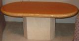 Marble Oval Coffee/CocktIl Table on Retangular Base (15"H x 38"W x 22"D)
