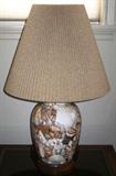 Large Glass Ginger Jar, Seashell Filled Table Lamp with Ecru Pleated Shade