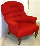 Red Tufted Back Easy Chair