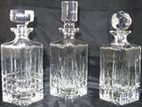 Fine Lead Crystal Square Decanters with Cut Crystal Stoppers.  C.1930's Wedding Gifts to Margie & Paul