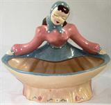 Kim Ward Hollywood Pottery Hand Decorated/Painted Pheasant Girl Planter Signed Dated 10/26/1945 (8 3/4"H x 9"W)
