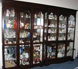 Philip Reinsch Curio Display Cabinets (2 ea), Lighted with Adjustable Glass Shelves with Mirrored Back 80"H x 48"W x 12"D