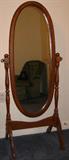 Oak Frame Oval Cheval Mirror