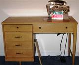 Singer Slant-O-Matic Sewing Machine in Mid-Century Modern Blonde Finish Cabinet