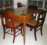 Antique Expanion Table shown with Various Antiques Chairs