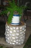 Cement Garden Stool with Shells
