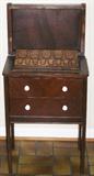Antique Sewing Cabinet with Lift Top Storage and 2 Drawers