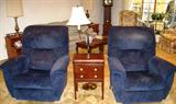 La-Z-Boy Blue Upholstered Recliners 
Antique Sewing Cabinet with Lift Top, removable Spool & Notion tray over 2 Drawers