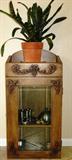 Antique Glass Front Cabinet with Applied Decoration