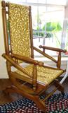 Antique Oak Platform Rocker with Sling Seat and Back