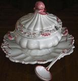 Ceramic Hand Painted Italian 4 piece Soup Tureen Set