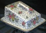 Antique "Queen Mary" Chintz Porcelain Cheese Wedge Cover Cheese Keeper
