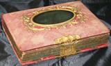 Antique Victorian Fabric Covered, Mirrored Front Photo Album with more than 20 Photos