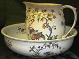 Beautiful "Egert/Floral" Pattern Unmarked Antique Pitcher & Bowl