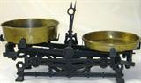 Antique Wrought Irron Apothcary Scale with Original Brass Pans.  Believed to be of German Origin with Mark "5K"