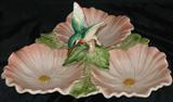 Fitz & Floyd Ceramic Humming Bird 3-part Tidbit Tray