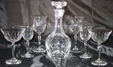 Cut Lead Crystal Decanter
Cut Crystal Temware: 7 Water Goblets, 8 Champagnes/Tall Sherbets, 6 Wine Clarets