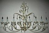 Magnificence Italian Crystal Prisms Metal Electric 9-Light Wall Sconce (48"w x32"H)