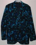 Vintage ""Sandwich Isles"Custom Made in British Hong Kong  Men's Turquoise & Black Tropical Print 100% Cotton Sport Coat