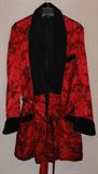 Vintage Red & Balck Satin Brocade Smoking Jacket