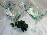 Luminescence Crystal Hand Cut/Hand Painted Martini/Margariti Stems (4)