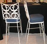 Mid-Century White Wrought Iron Bar Stools (4)