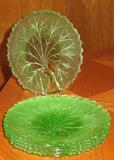 "Tree of Life" green Glass Salad Plate Set