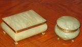 Alabaster Cigarette Box & Round Trinket Box