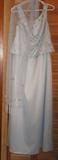 David's Bridal Size 14 evening gown of light blue with matching scarf decorated with roses and rhinestones