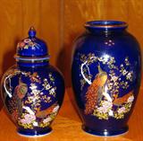 Blue glazed Vase and Ginger jar made in Japan