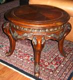 Round Occassional Table with Ornate Carved Apron and Cabriole Style Legs with Scroll Feet (28 1/2" D x 24"H)