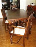 Antique Drawleaf Table (40"W x 62"L x 30 1/2"H) with 4-Side Chairs & 2 Arm Chairs
