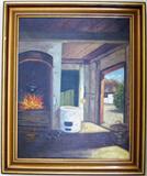 Artist Signed (Sy Hessalbeck?) Original Oil on Canvase (16" x 20") in Gold Leaf Frame