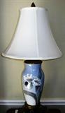 Royal Copenhagen Porcelain Hand painted "Daffodill" brass footed Table Lamp
