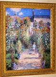 Giclee on Canvas Print (27 1/2"" x 35") Framed; Sunflower Garden Scene