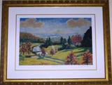 "View of Chartwell" by Winston Churchill signed & numbered 613/750 Print (26"W x 18"H) Matted and Framed and the Winston Churchill Trust Seal on the lower right hand corner. 
Medium: Original Facsimile Signed Lithograph on Paper 
Dimensions: 27W x 20H Inches