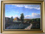 Original Signed Oil on Canvas (40 1/4"W x 28 1/4"H) Cottage Scene
