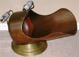 Holland Copper and Brass with Blue and White Porcelain Handles Coal Scoop
