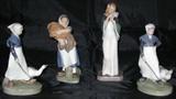 Royal Copenhagen Figurines:  Pair 7 1/2" Girl Goose #528, Girl with Sheaf" #908 and Bing & Grondahl #2409 "Ophelia" 8 1/2" Figurine