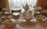 Johann Haviland "Sepia Rose"
7 Piece Place Setting-Service for 12.
Covered Vegetable Bowl,
Sugar & Creamer,
Coffee Pot,
Pedestal Fruit Compote,
2-Round Veggie Bowls,
Gravy Boat with Plate,
Small Platter,
Large Platter.